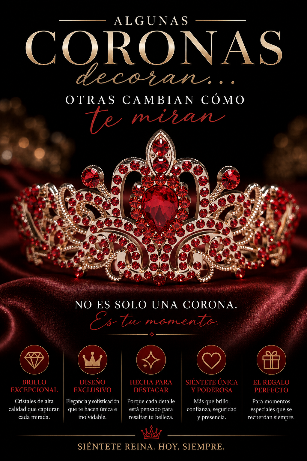 Corona Dorada Rubí Majestuoso