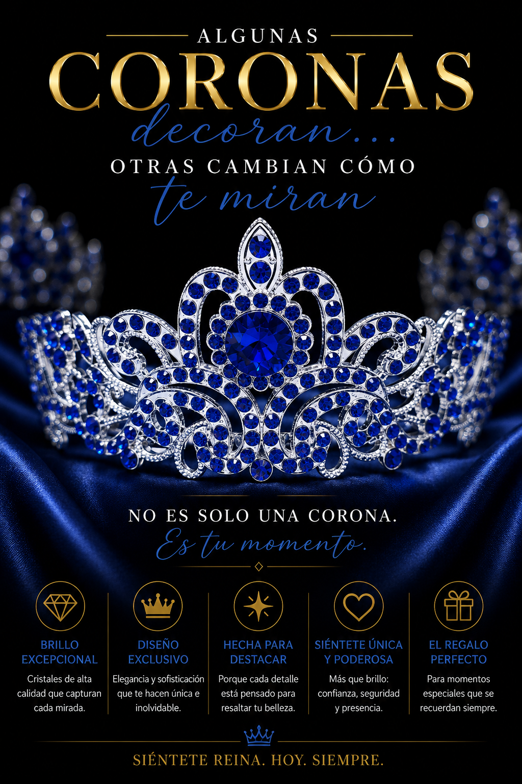 Corona Plateada Zafiro Elegante