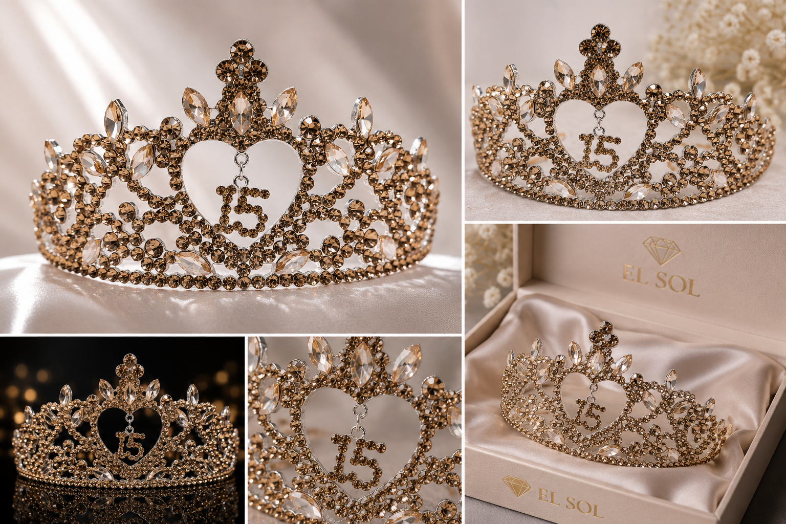 Corona Corazón Dorado Ámbar