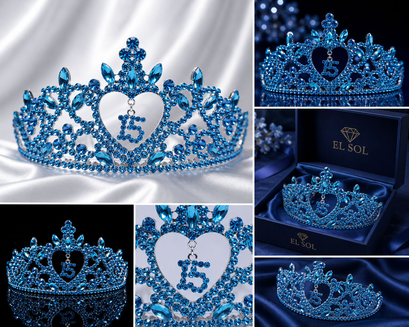 Corona Corazón Topacio Azul