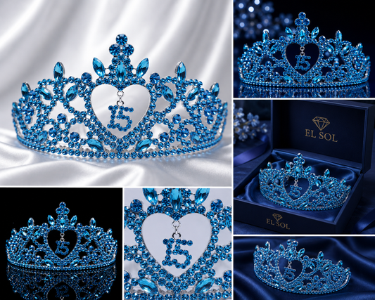 Corona Corazón Topacio Azul