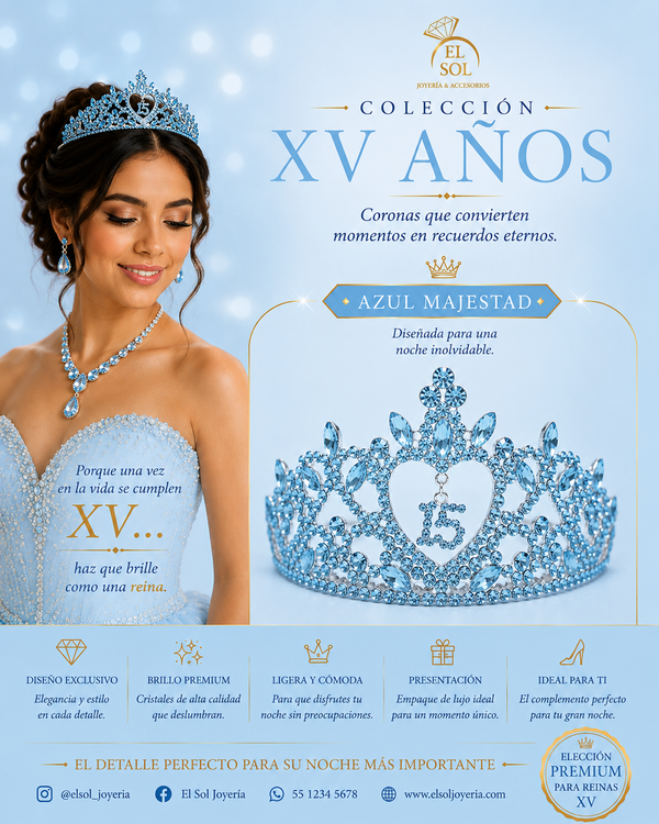 Corona Corazón Topacio Azul