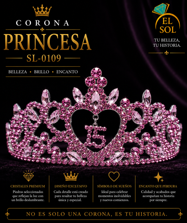 Corona Corazón Rosa Cristal