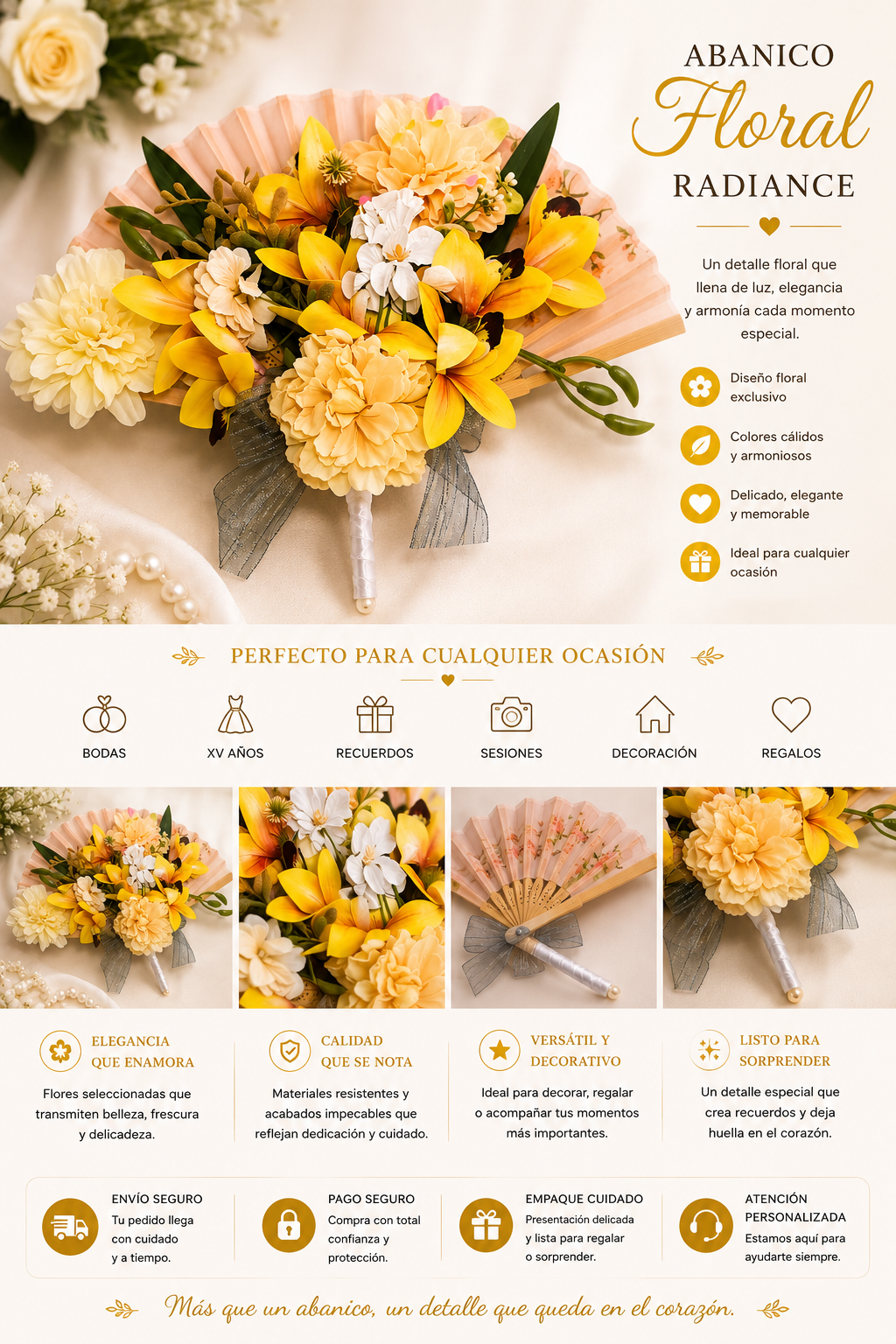 Abanico Floral Orquídea Amarilla