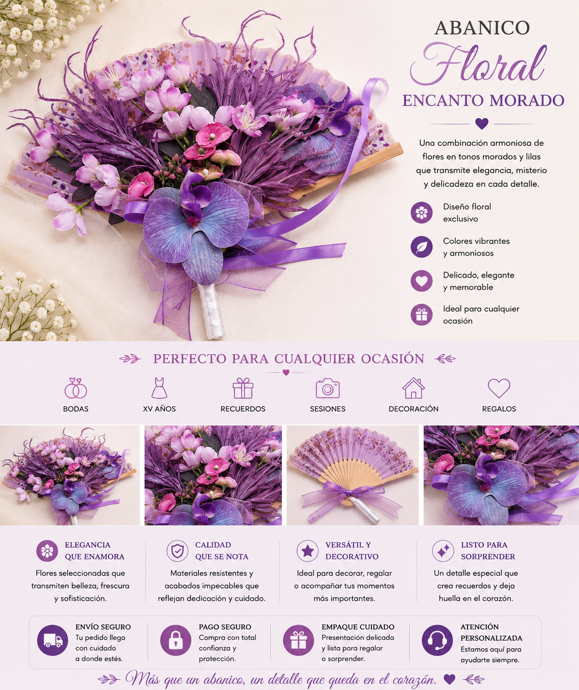 Abanico Floral Encanto Violeta