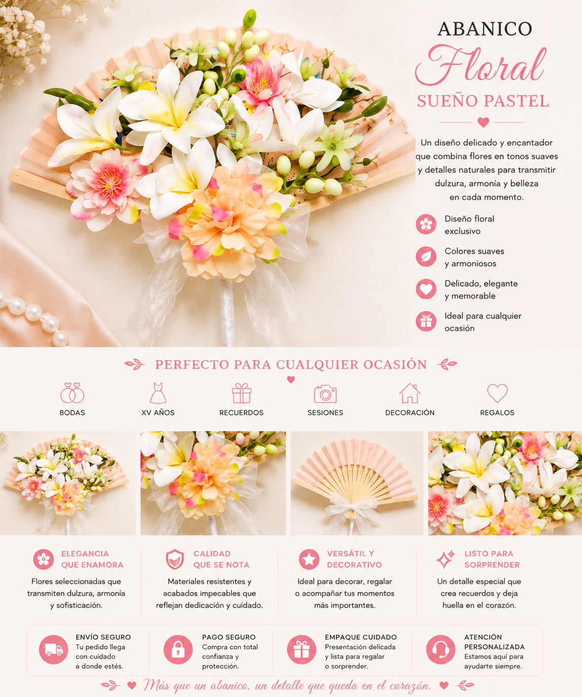 Abanico Floral Pureza Blanca