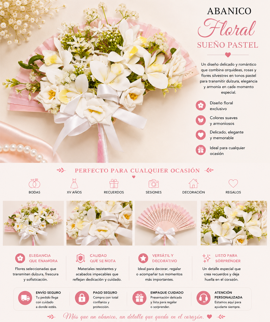 Abanico Floral Jazmín Blanco