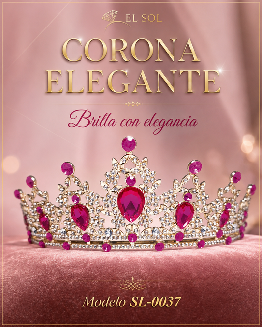 Corona piedras lágrima fucsia - 0037