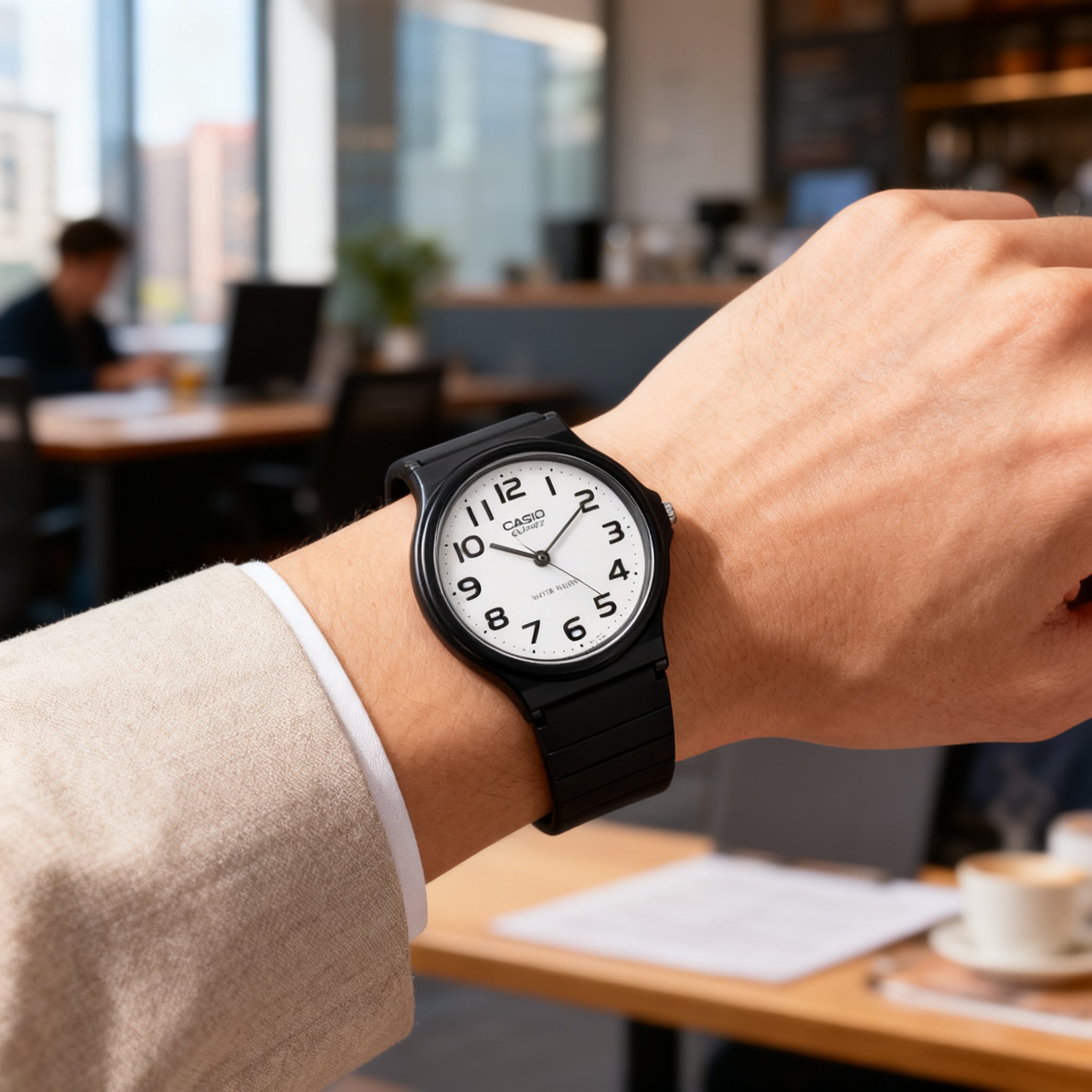 Reloj Casio MQ-24-7B2 Analógico Negro con Esfera Blanca – Caballero