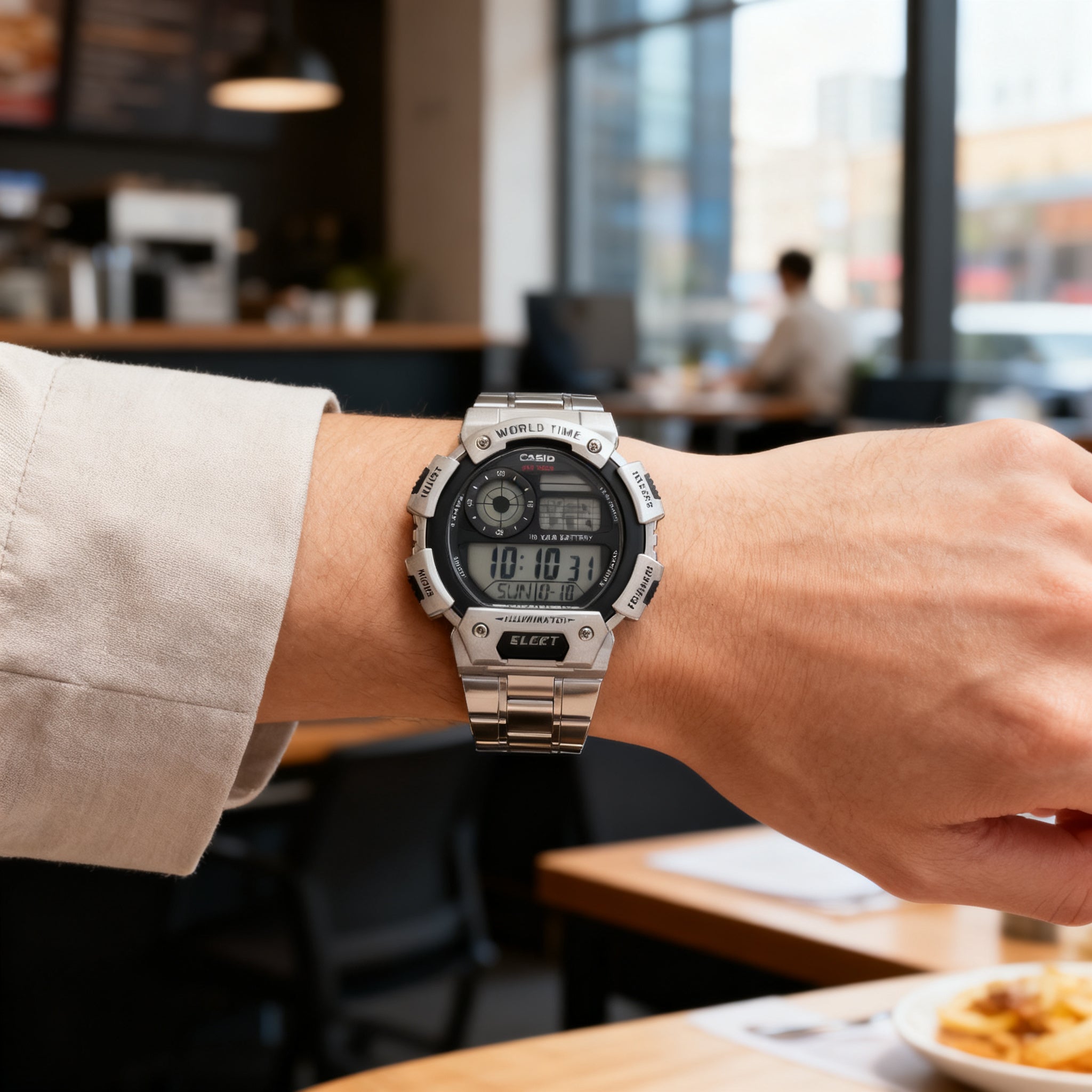 Reloj Casio AE-1400WHD-1AV Digital Acero World Time – Caballero