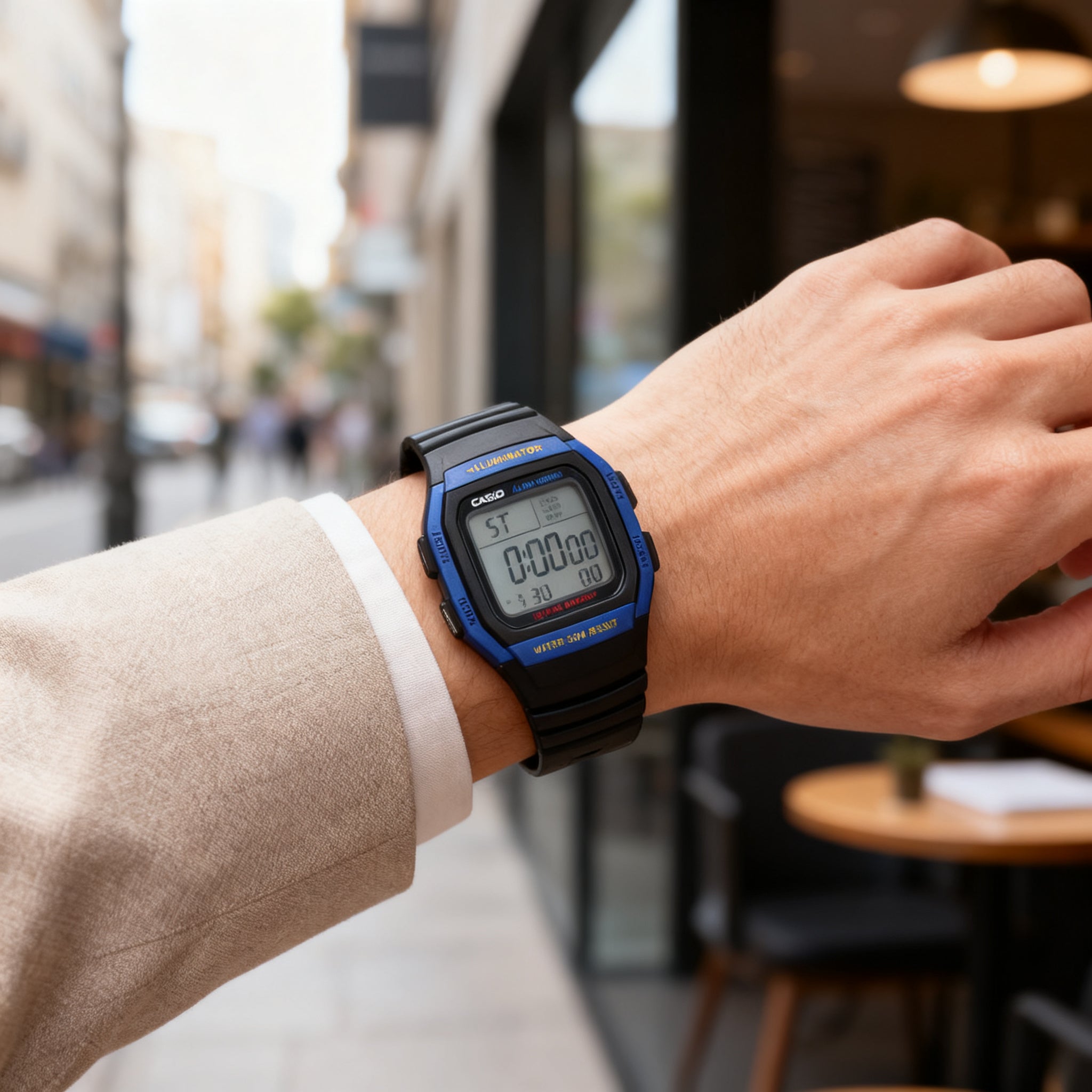 Reloj Casio W-96H-2AV Digital Negro y Azul – Caballero