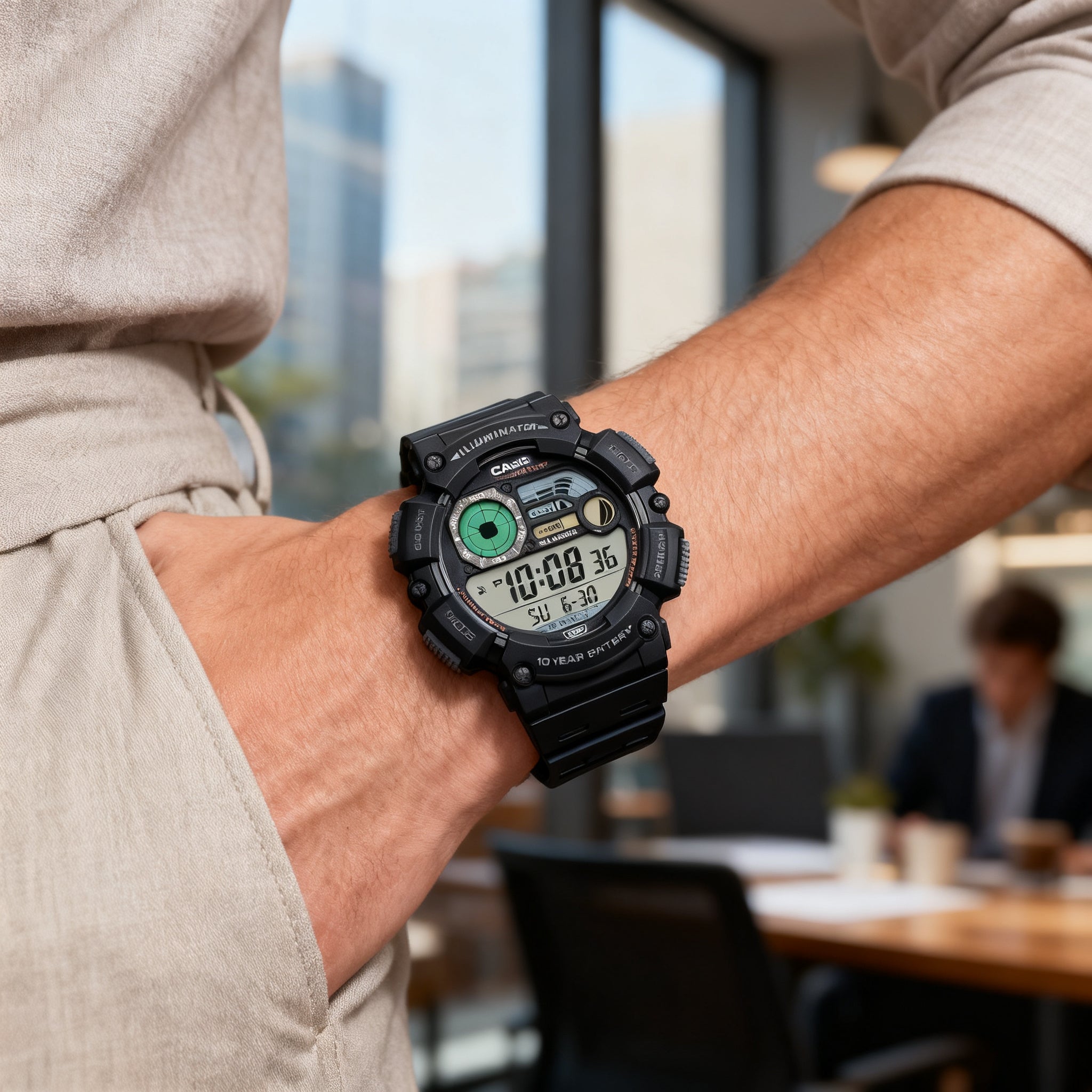 Reloj Casio WS-1500H-1AV Fishing Gear Digital Negro 100M
