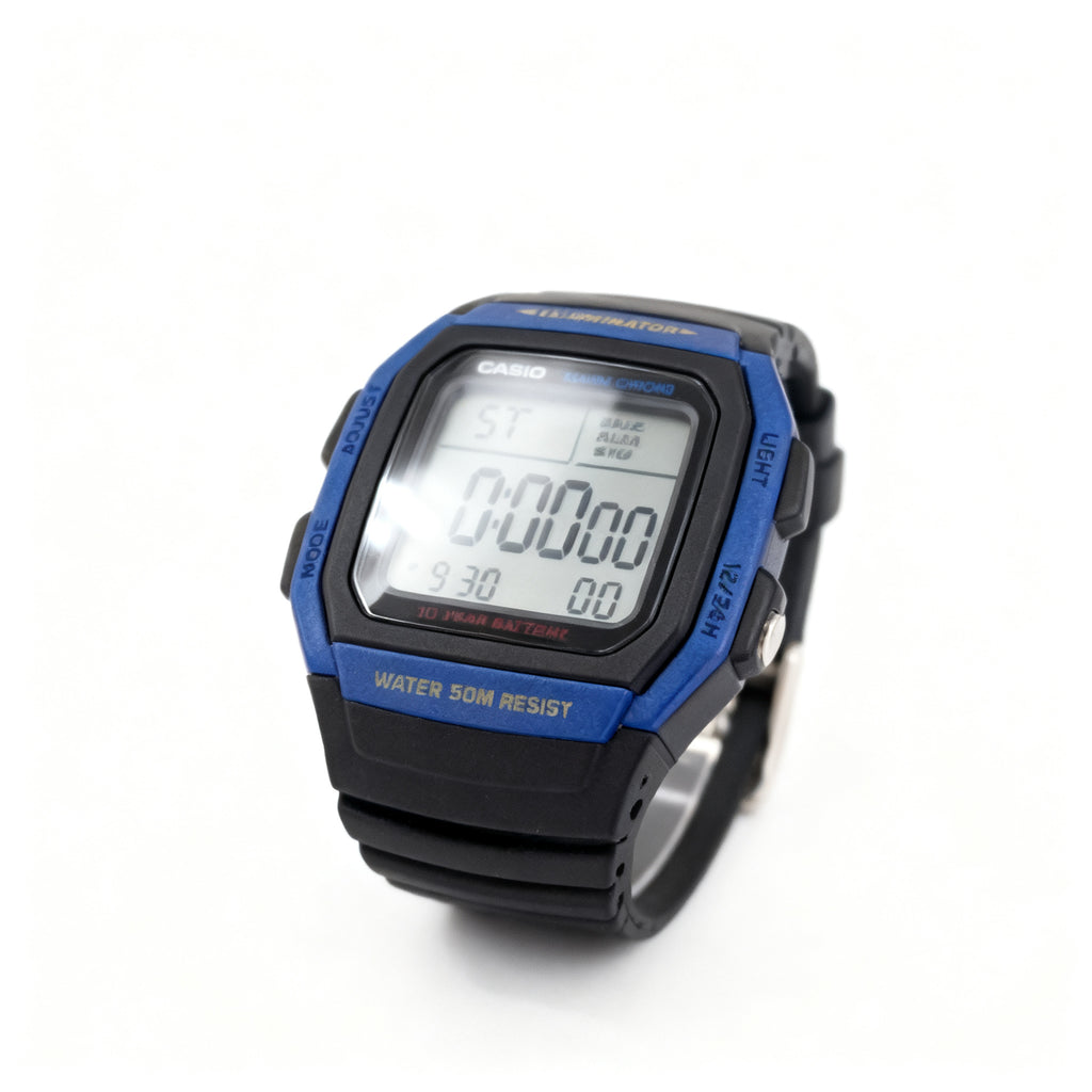 Reloj Casio W-96H-2AV Digital Negro y Azul – Caballero