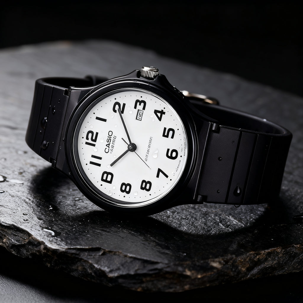 Reloj Casio MQ-24-7B2 Analógico Negro con Esfera Blanca – Caballero