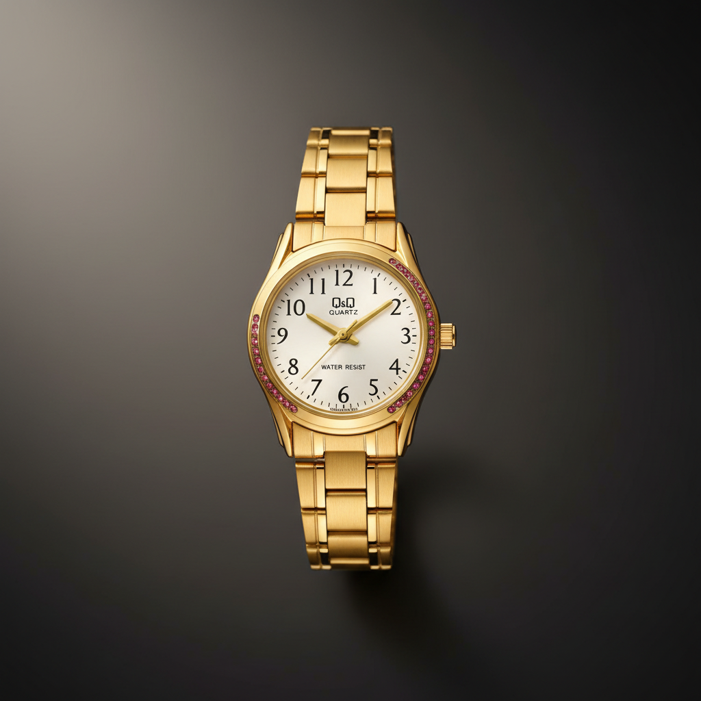 Reloj Q&Q Q979J004Y Dorado para Mujer – Esfera Blanca