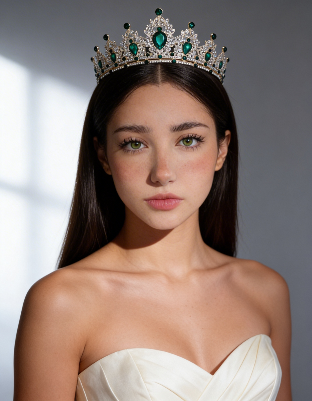 Corona piedras lágrima verde esmeralda