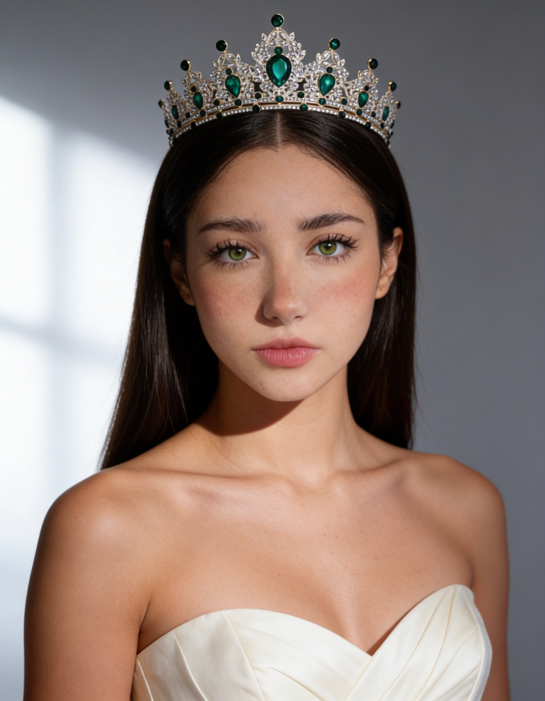 Corona piedras lágrima verde esmeralda