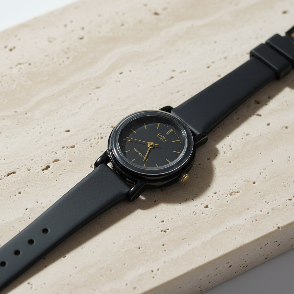 Reloj Casio LQ-139 Módulo 1330 Negro con Detalles Dorados