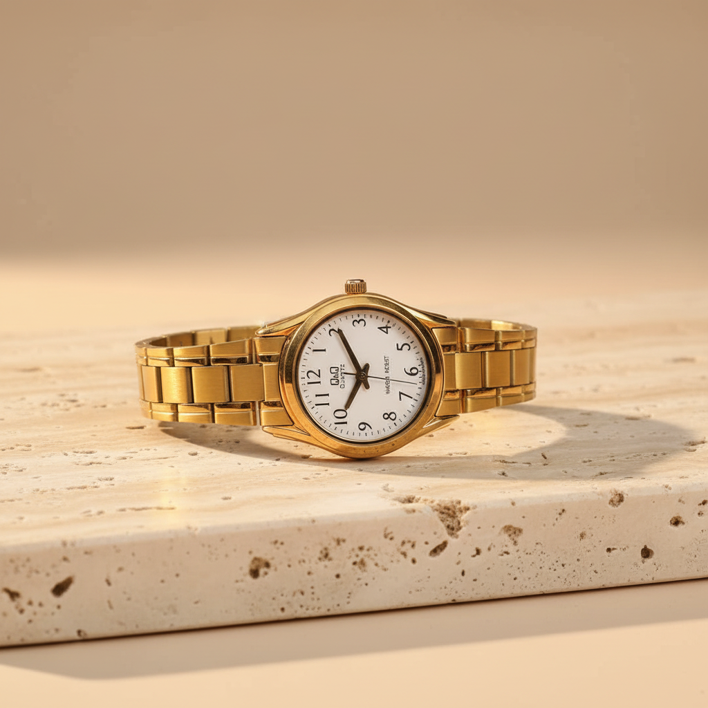 Reloj Q&Q Q979J004Y Dorado para Mujer – Esfera Blanca