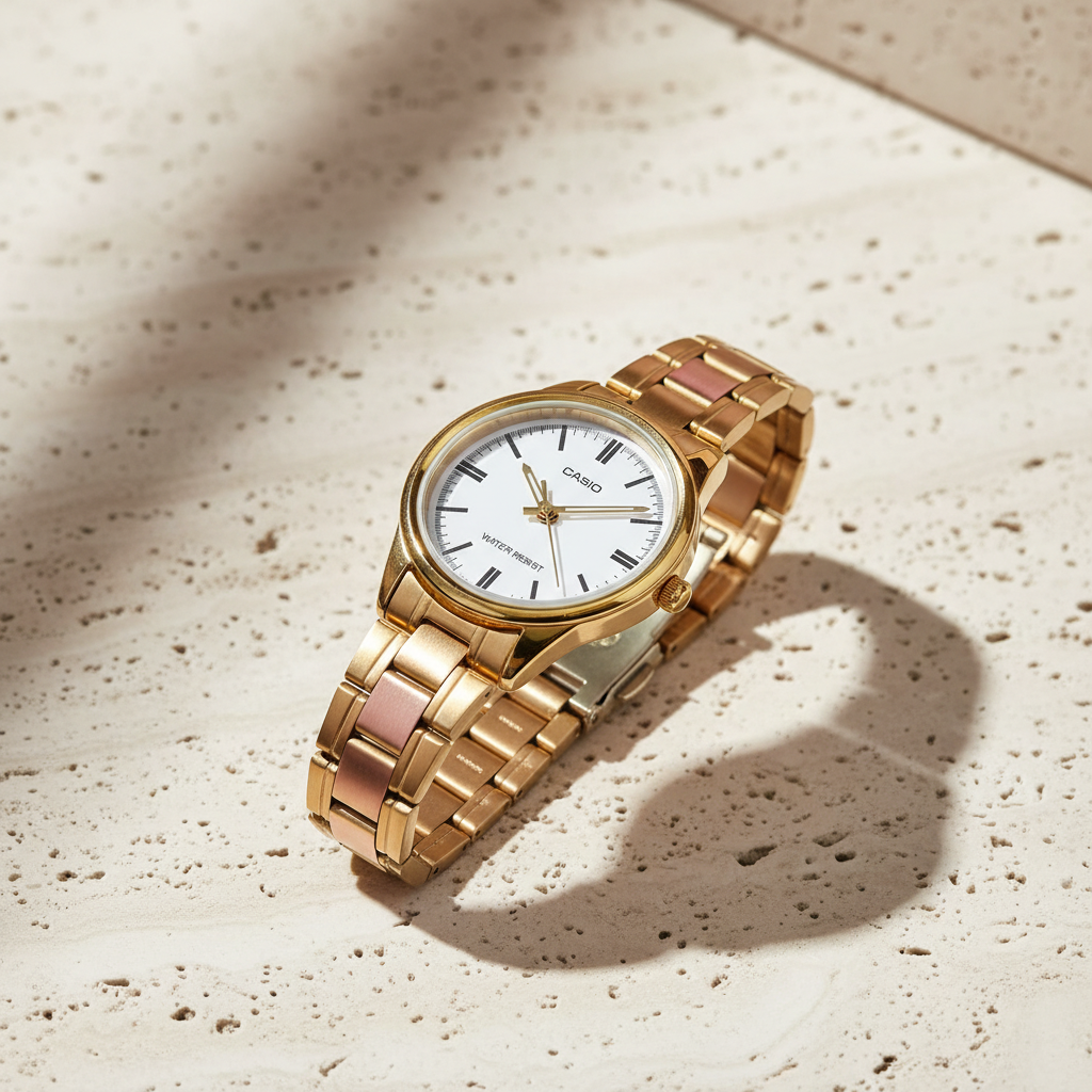 Reloj Casio LTP-V005G-7B Dorado para Mujer – Esfera Blanca