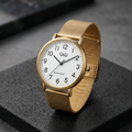 Reloj Q&Q Classic Mesh Gold Analógico Dorado Esfera Blanca – Unisex