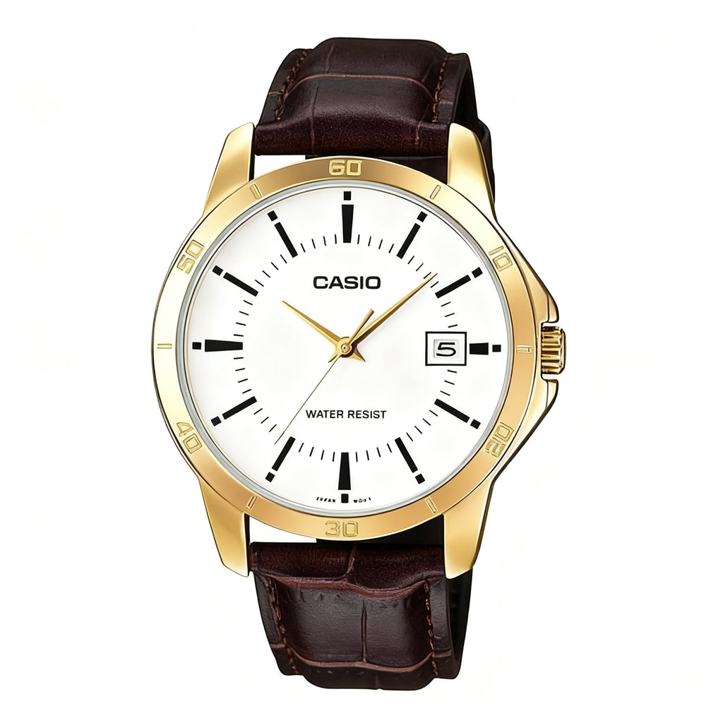 Reloj Casio MTP-V004GL-7A Analógico Dorado con Correa de Cuero – Caballero