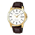 Reloj Casio MTP-V004GL-7A Analógico Dorado con Correa de Cuero – Caballero