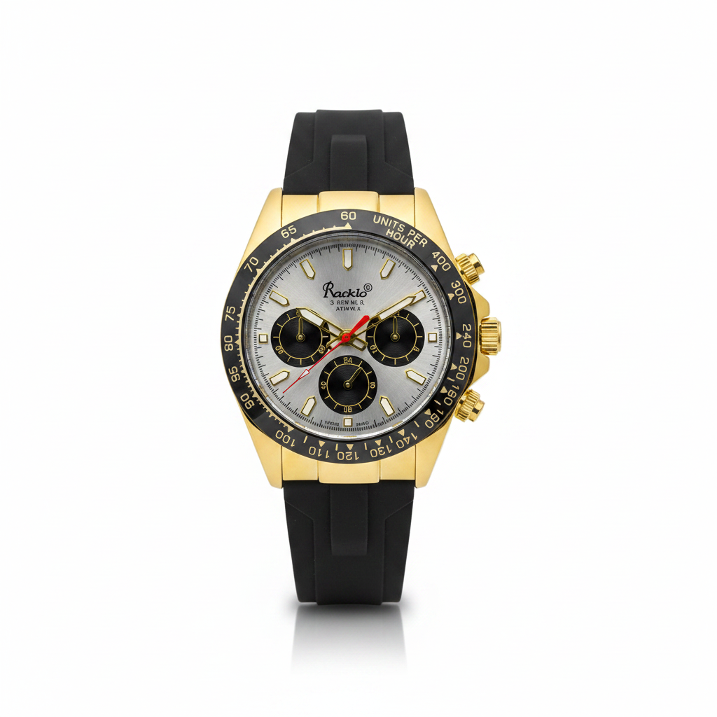 Reloj para Caballero RQ'2565 IPYGN – Dorado y Negro Estilo Deportivo