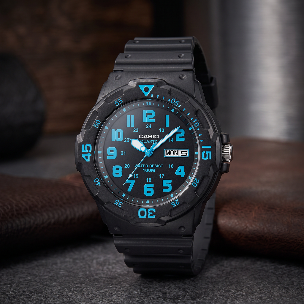 Reloj Casio MRW-200H-2BV Analógico Negro y Azul 100M – Caballero