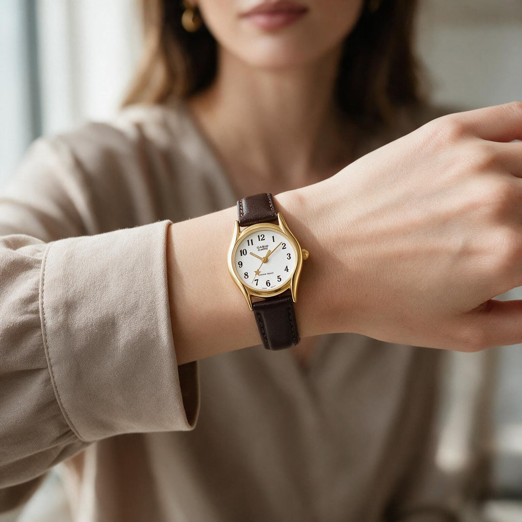 Reloj Casio LTP-1094Q-7B4 Analógico Dorado con Correa de Cuero – Dama