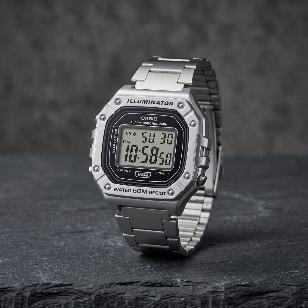 Casio W-218HD-1AV – El clásico digital con brazalete metálico