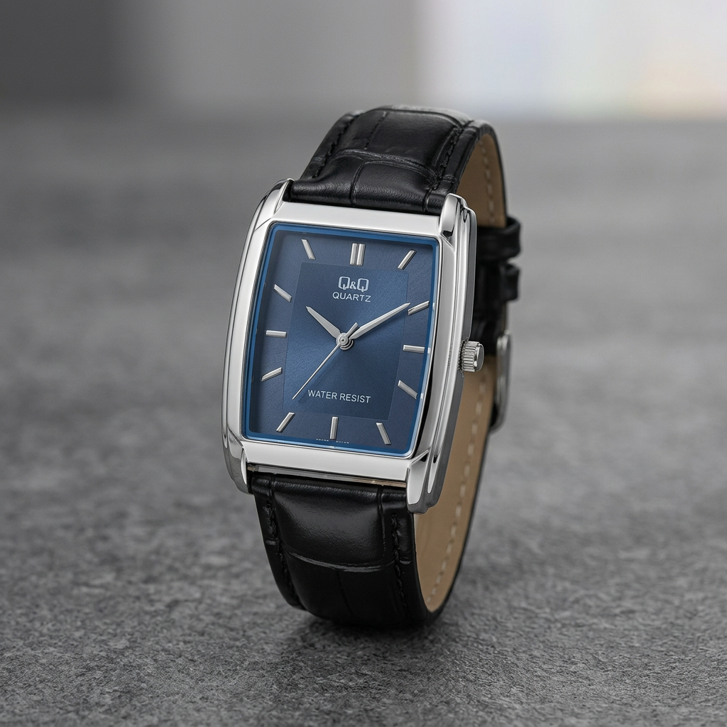 Reloj Q&Q VG32J302Y Analógico Esfera Azul Correa Negra 3ATM – Caballero