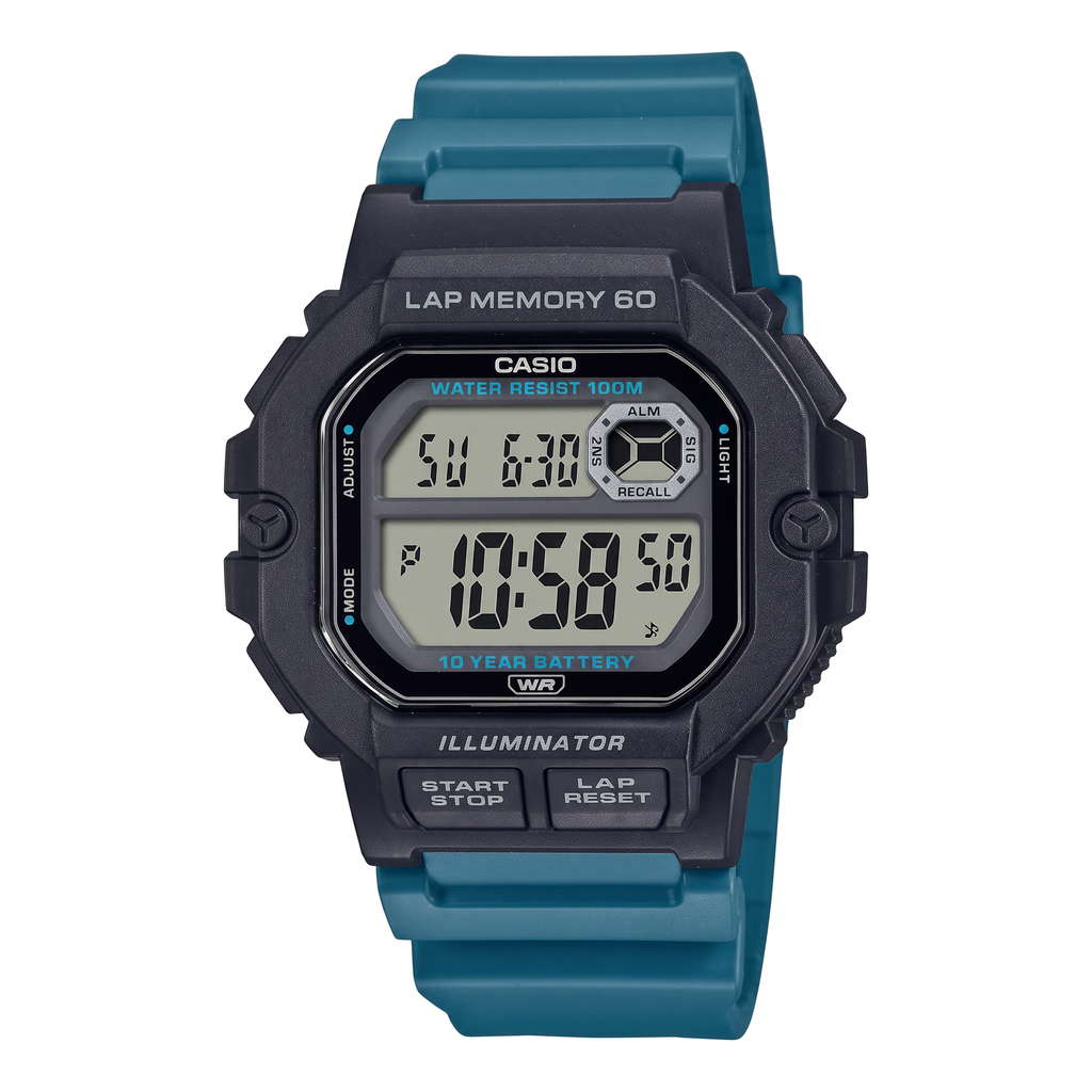 Reloj Casio WS-1400H-3AV Digital Negro y Azul 100M – Caballero