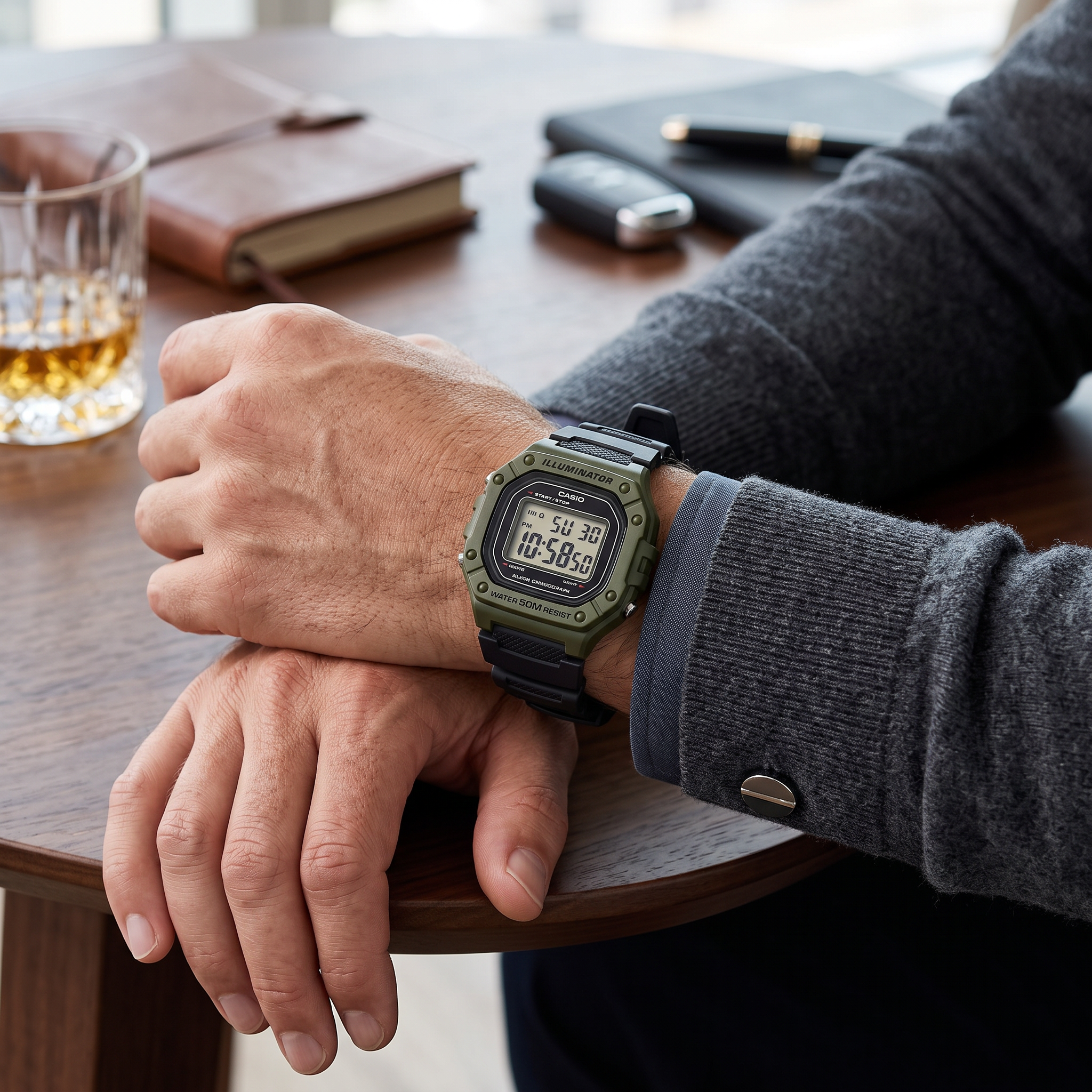 Reloj Casio W-218H-3AV Digital Verde y Negro 50M – Caballero