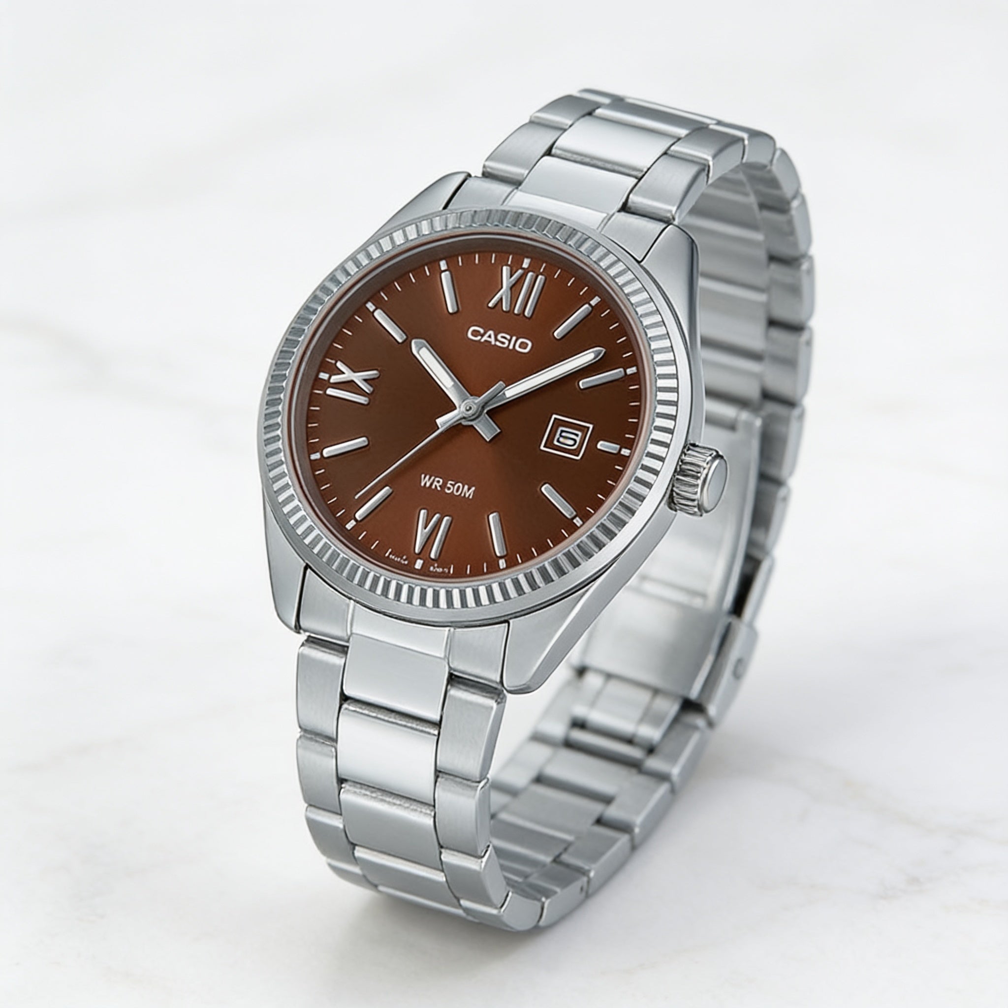Reloj Casio LTP-1302DD-5AV Analógico Plateado Esfera Marrón – Dama