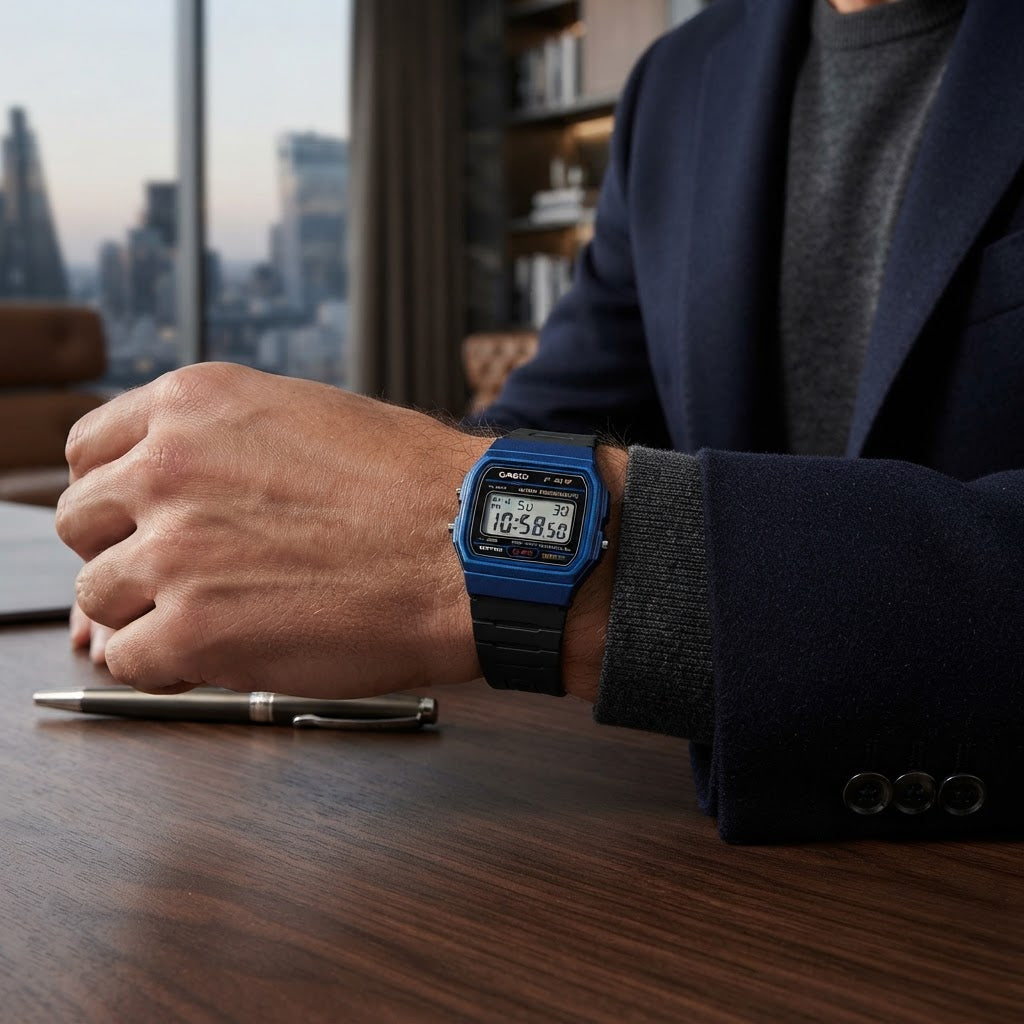 Reloj Casio F-91WM-2A Digital Negro y Azul Vintage Batería 7 Años – Unisex