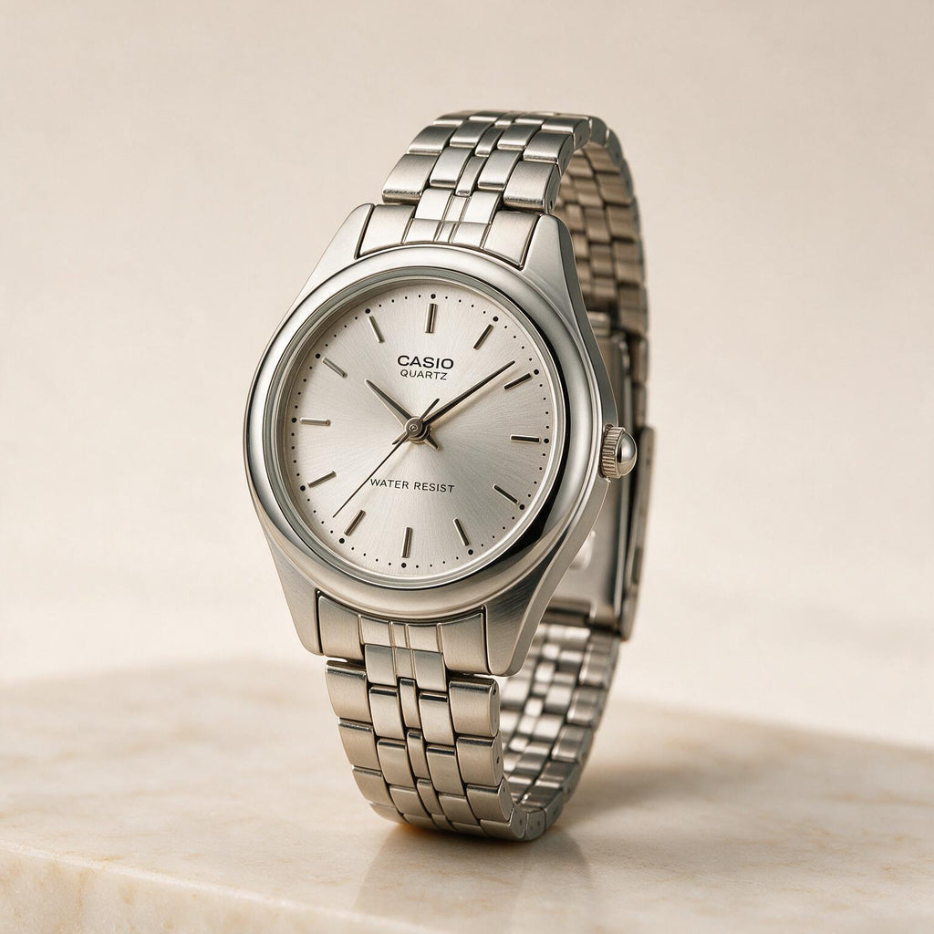 Reloj Casio LTP-1129A-7A Analógico Plateado Esfera Blanca – Dama