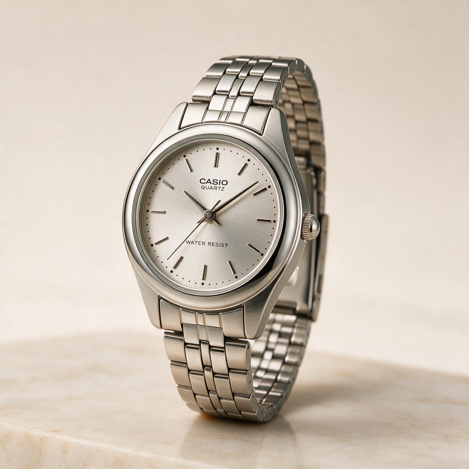 Reloj Casio LTP-1129A-7A Analógico Plateado Esfera Blanca – Dama