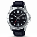 Reloj Casio MTP-VD01L-1EV Analógico Plateado Esfera Negra con Correa de Cuero – Caballero