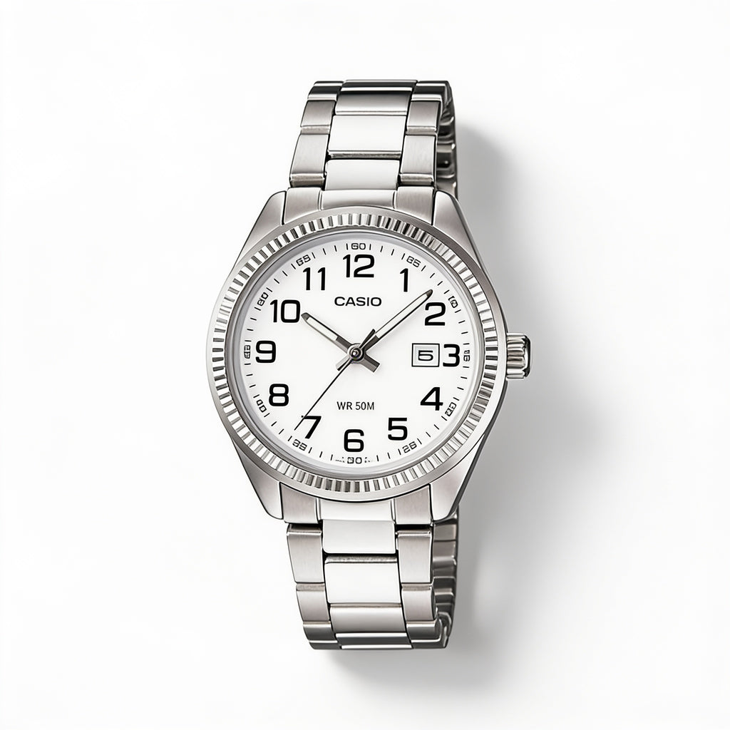 Reloj Casio LTP-V004D-2B Analógico Plateado Esfera Azul – Dama