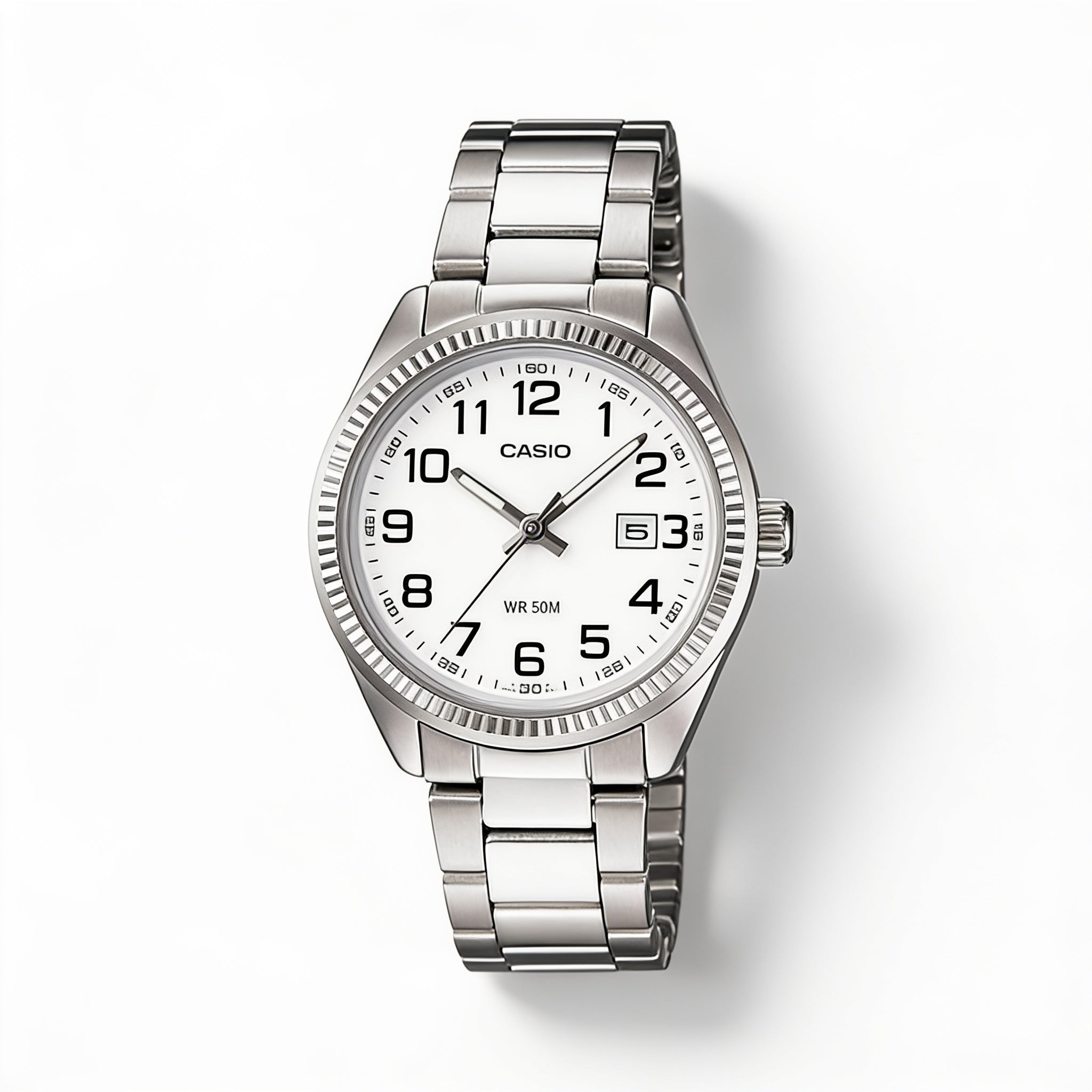 Reloj Casio LTP-V004D-2B Analógico Plateado Esfera Azul – Dama