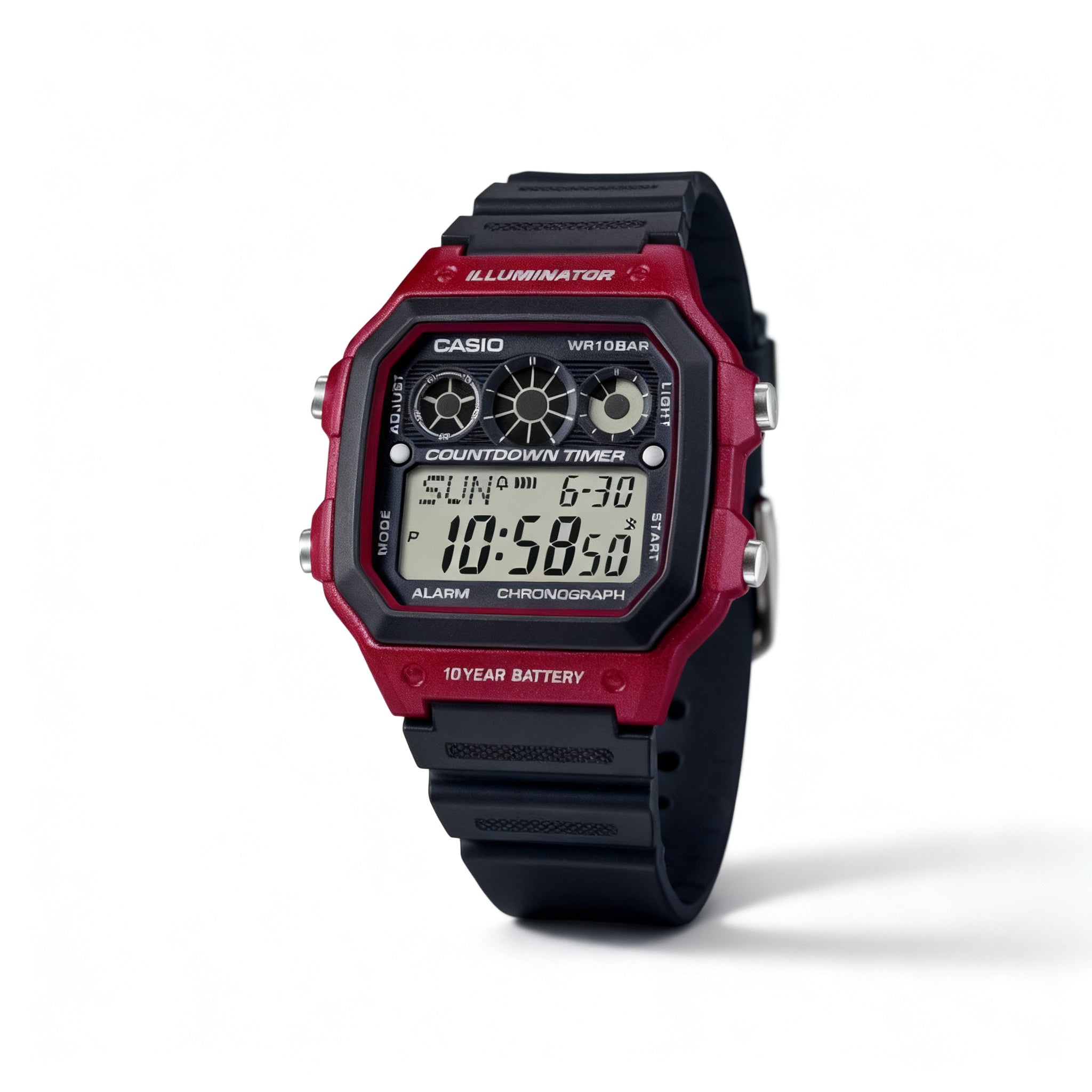 Reloj Casio AE-1300WH-4AV Digital Rojo y Negro 100M – Caballero