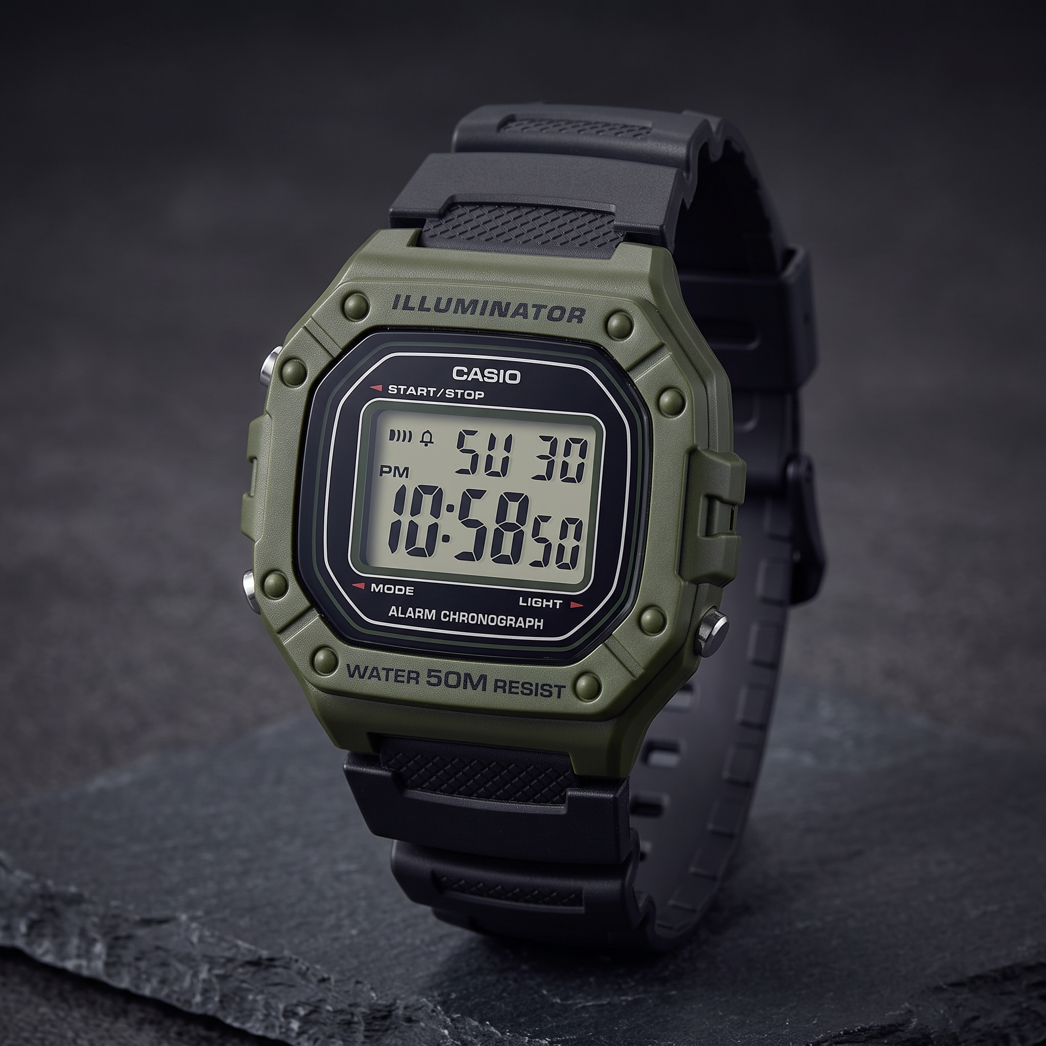 Reloj Casio W-218H-3AV Digital Verde y Negro 50M – Caballero