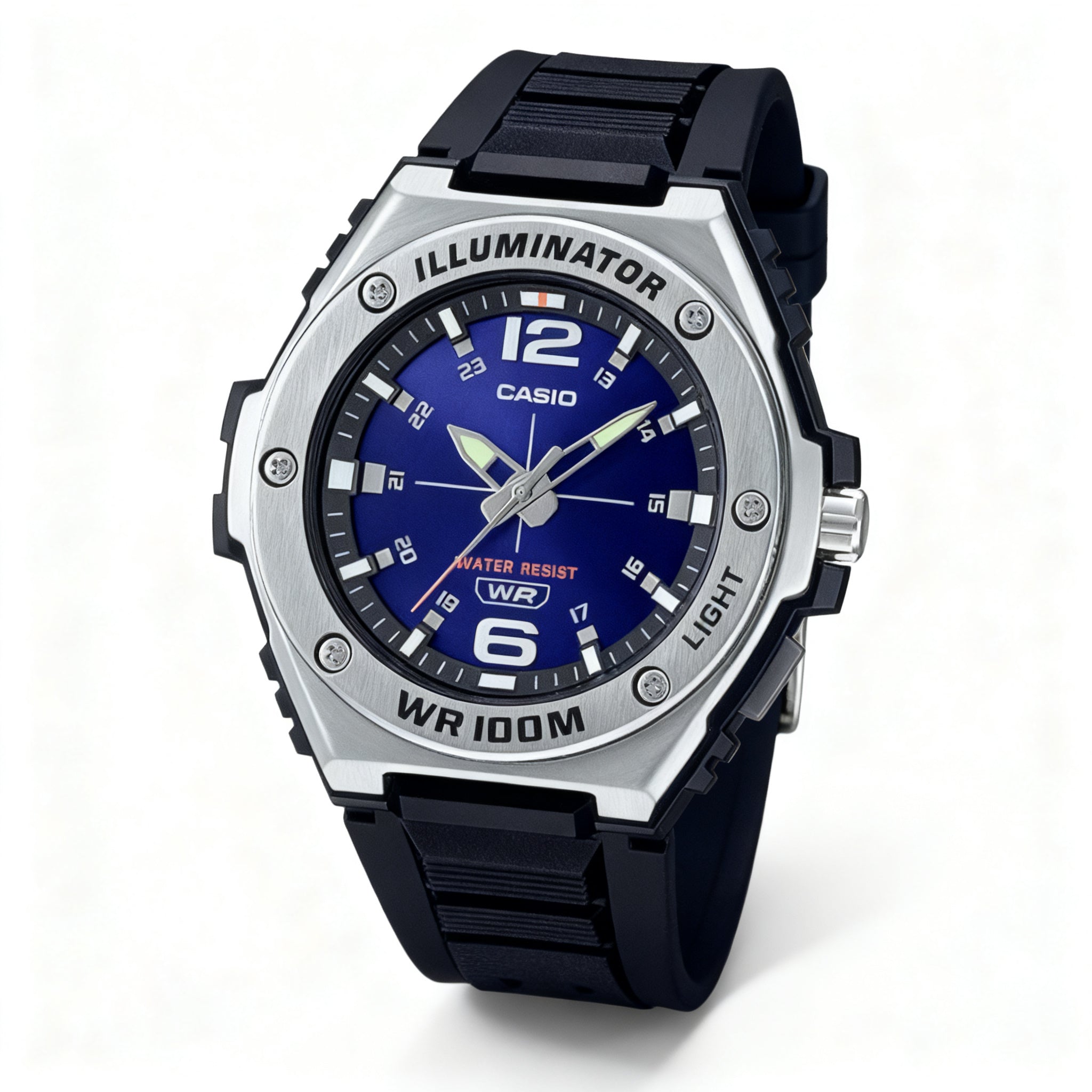 Reloj Casio MWA-100H-2AV Analógico Negro y Azul 100M – Caballero
