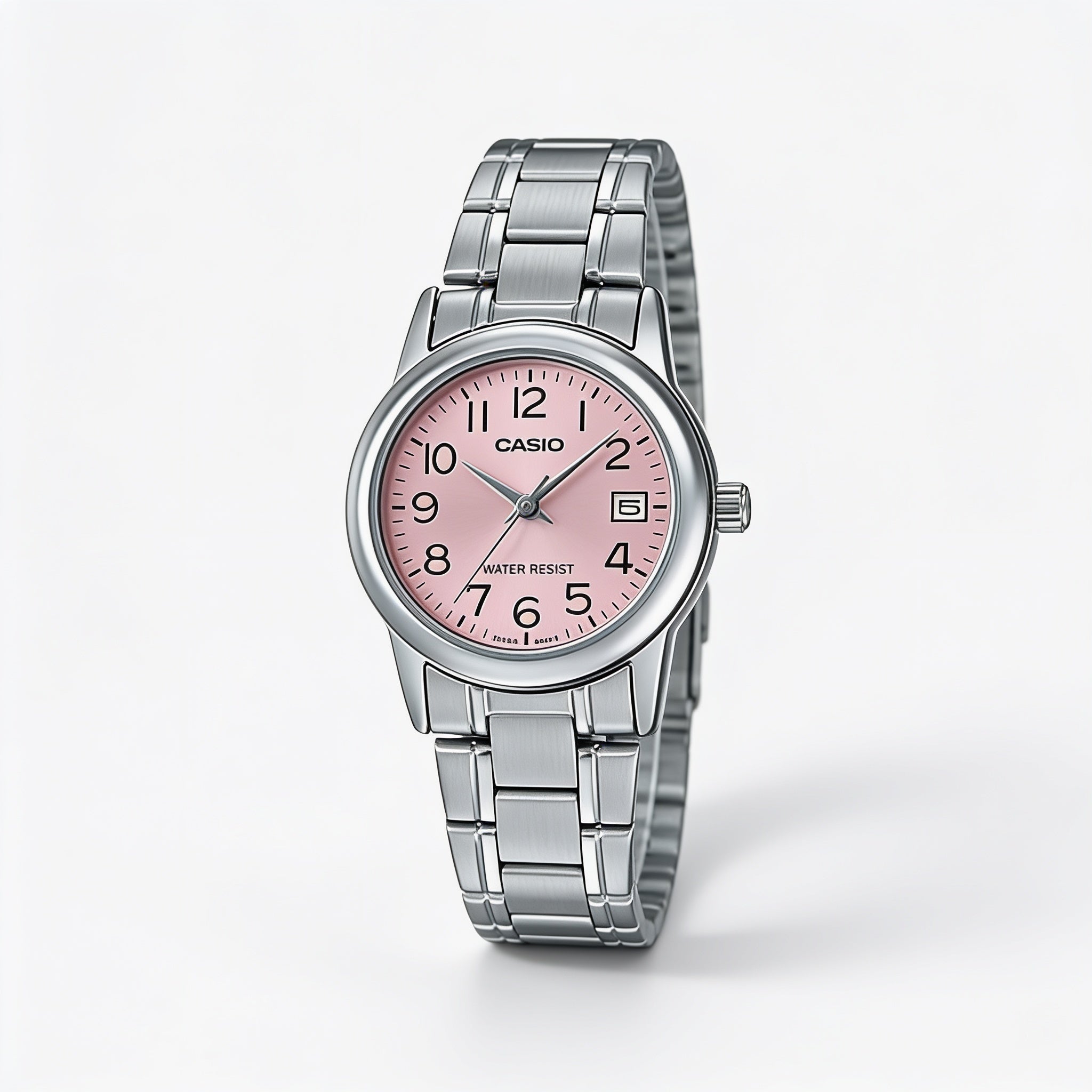Reloj Casio LTP-V002D-4B Analógico Plateado Esfera Rosada – Dama