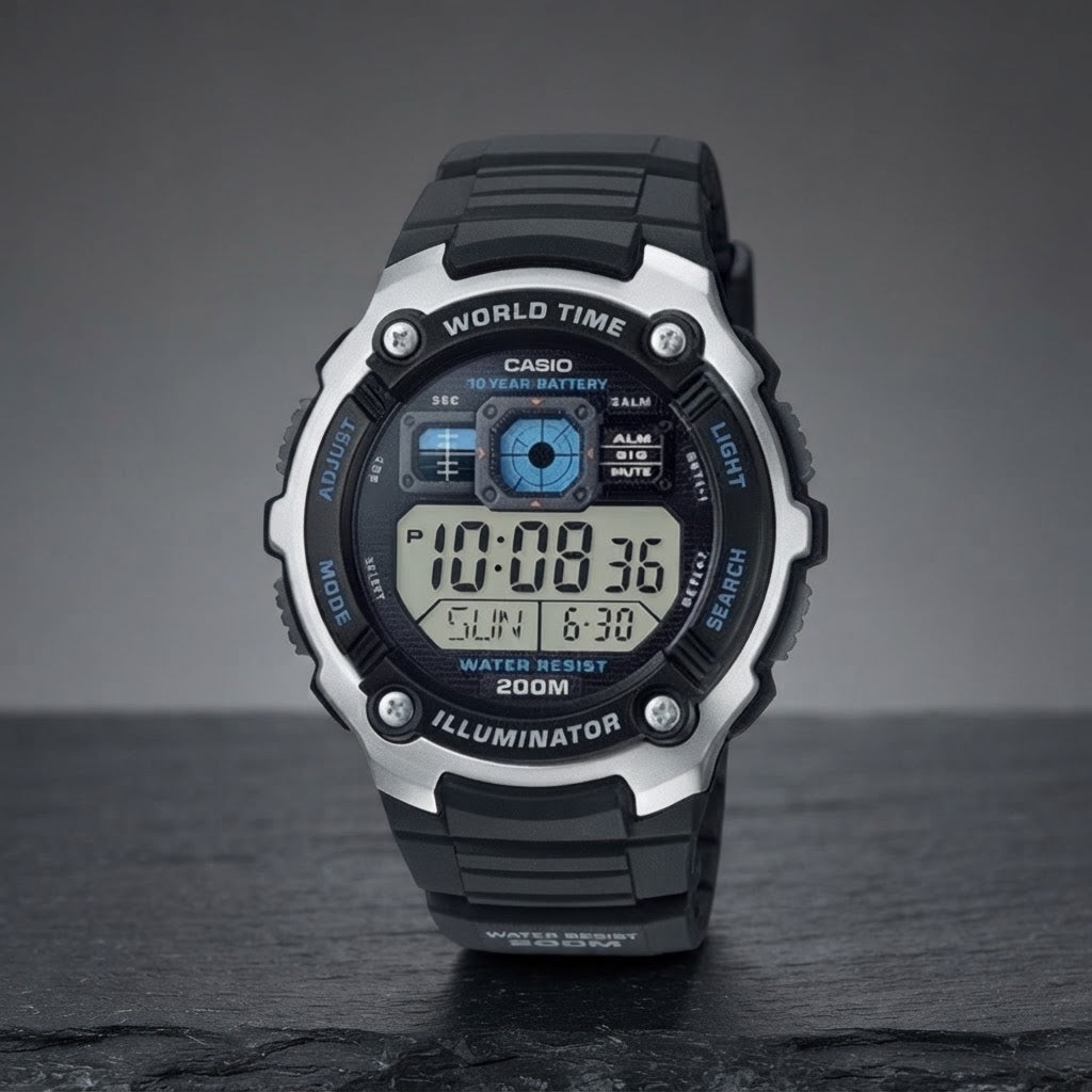 Reloj Casio AE-2000W-1AV Digital Negro Hora Mundial 200M – Caballero