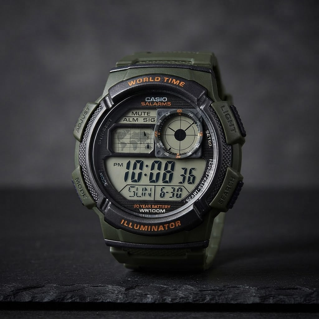 Reloj Casio AE-1000W-3AV Digital Negro Hora Mundial 100M – Caballero