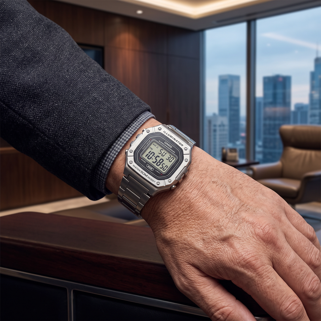 Casio W-218HD-1AV – El clásico digital con brazalete metálico
