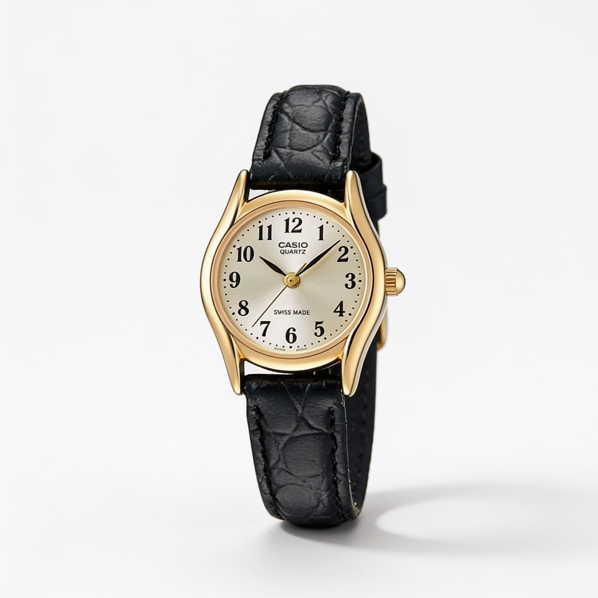 Reloj Casio LTP-1094Q-7B2R Analógico Dorado con Correa de Cuero Negro – Dama