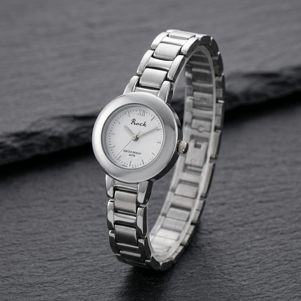 Reloj Analógico Plateado Esfera Blanca 3ATM – Dama